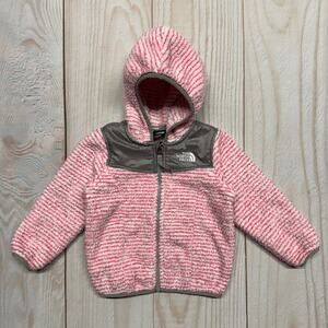 The North Face OSO Toddler 18-24M Full Zip Fleece Jacket Hooded Pink&White